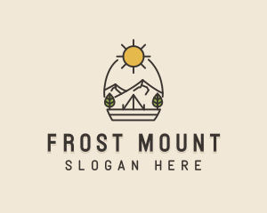 Sunny Mountain Camping Scene logo design