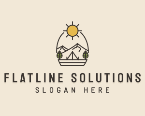 Sunny Mountain Camping Scene logo design