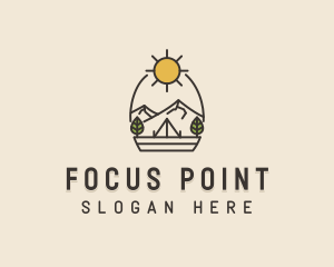 Sunny Mountain Camping Scene logo design