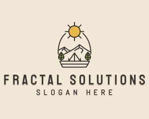 Sunny Mountain Camping Scene logo design