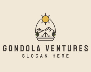 Sunny Mountain Camping Scene logo design