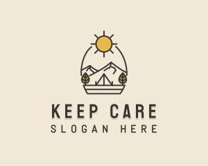 Sunny Mountain Camping Scene logo design