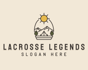 Sunny Mountain Camping Scene logo design