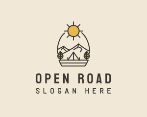 Sunny Mountain Camping Scene logo design