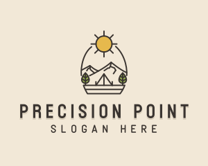 Sunny Mountain Camping Scene logo design