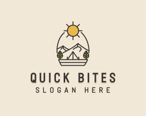 Sunny Mountain Camping Scene logo design