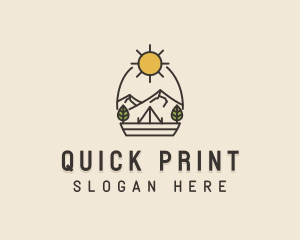 Sunny Mountain Camping Scene logo design