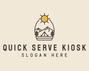 Sunny Mountain Camping Scene logo design