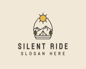 Sunny Mountain Camping Scene logo design