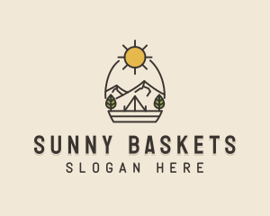 Sunny Mountain Camping Scene logo design