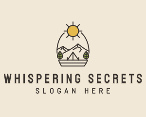 Sunny Mountain Camping Scene logo design