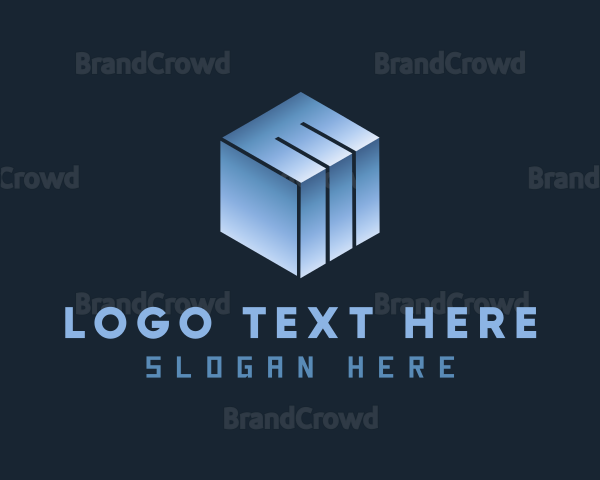 Gradient Cube Letter E Logo