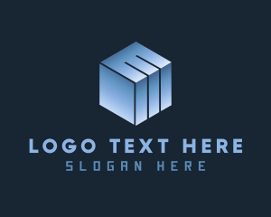 Box - Gradient Cube Letter E logo design