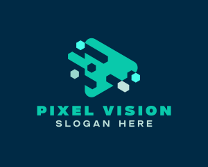 Pixel Play Button  logo design