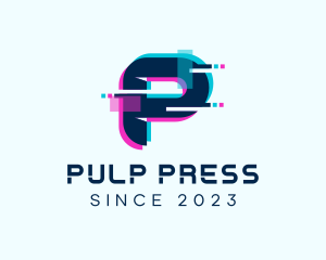 Cyber Anaglyph Letter P logo design