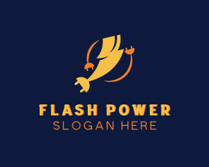 Electric Lightning Power Plug logo design