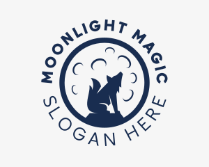 Midnight - Wildlife Moon Wolf logo design