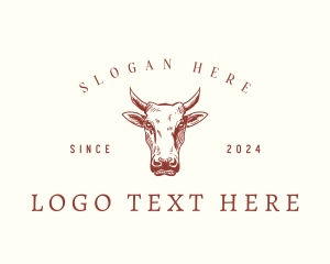 Vintage - Cow Livestock Butcher logo design