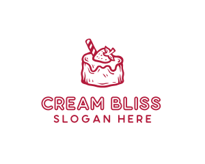 Cream - Sweet Strawberry Cake logo design