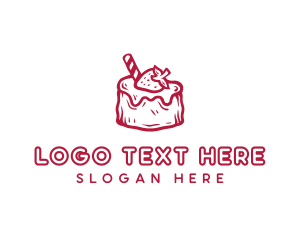 Yummy - Sweet Strawberry Cake logo design