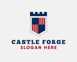 Castle Flag Shield logo design