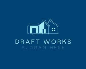 Draft - House Architecture Blueprint logo design