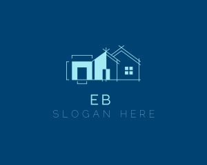 Construction - House Architecture Blueprint logo design