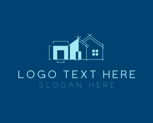 Draft - House Architecture Blueprint logo design
