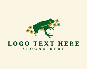 Frog - Amphibian Floral Frog logo design