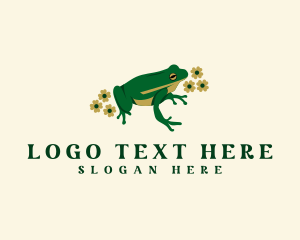 Floral - Amphibian Floral Frog logo design