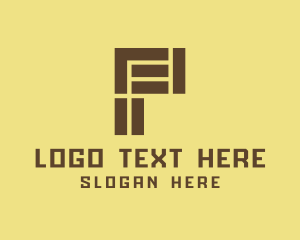 Puzzle - Brown Brick Letter P logo design