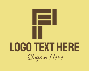 Tetris - Brown Brick Letter P logo design