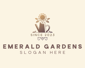 Garden Flower Watering Can logo design