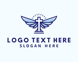 Pastor - Cross Wings Catholic logo design