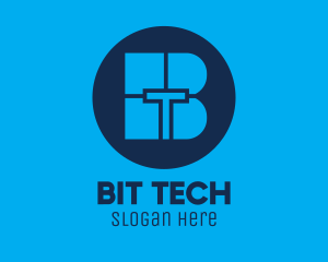 Blue Tech BT logo design