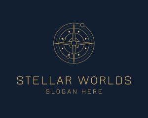 Planets - Golden Astrology Compass logo design