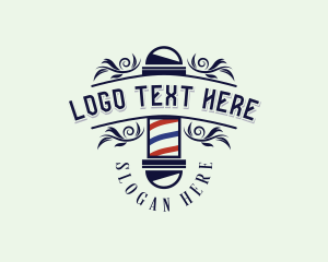 Barber Pole - Barbershop Haircut Grooming logo design