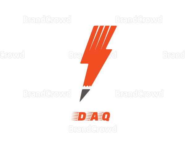 Orange Lightning Pencil Logo