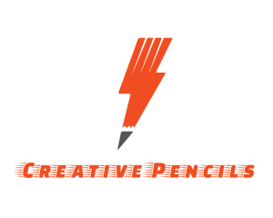 Orange Lightning Pencil logo design