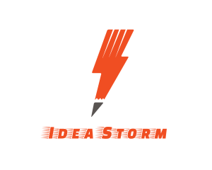 Orange Lightning Pencil logo design