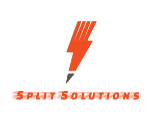 Breakup - Orange Lightning Pencil logo design