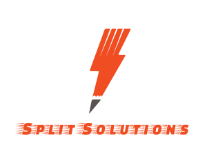 Orange Lightning Pencil logo design