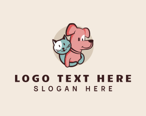 Hugging - Cat & Dog Pet Grooming logo design