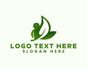 Eco - Leaf Person Landscaping logo design