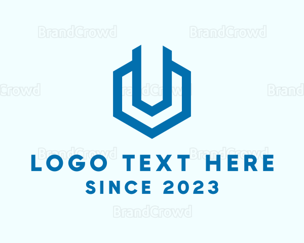 Blue Industrial Letter U Logo