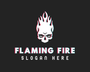 Flaming - Flaming Skull Glitch logo design