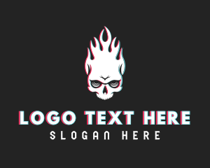 Flame - Flaming Skull Glitch logo design