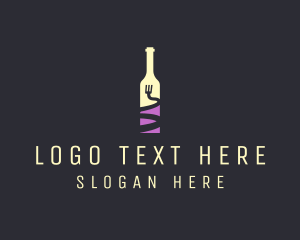 Cocktail Bar - Food Wine Bar Bottle logo design