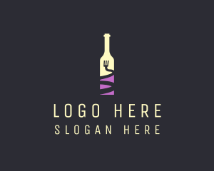 Food Wine Bar Bottle  logo design