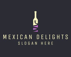 Food Wine Bar Bottle  logo design